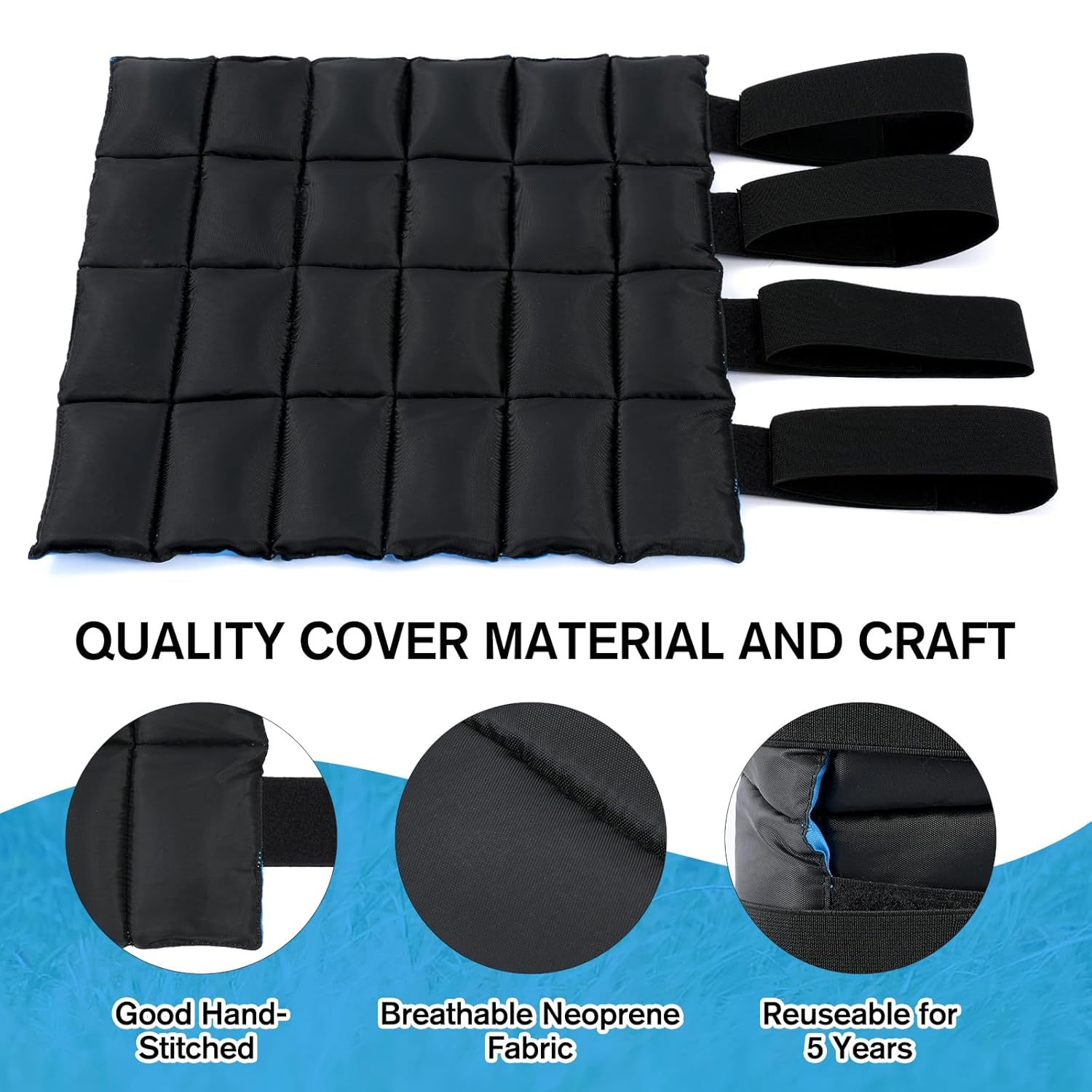 Horse Leg Wraps Set of 2, Horse Ice Leg Boots Perfect for Equestrian Training& Daily Use, Comfortable and Premium Support for Injury Recovery to Fit for All Horses(Black & Blue,...
