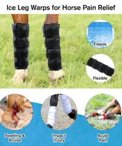 Horse Leg Wraps Set of 2, Horse Ice Leg Boots Perfect for Equestrian Training& Daily Use, Comfortable and Premium Support for Injury Recovery to Fit for All Horses(Black & Blue,...