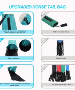 Horse Tail Bag - Pack of 2, Waterproof and Durable, Adjustable Large Opening for Easy Fit, Fringe Design Simulates A Fly Swatter, Protects Horse's Tail from Dirt, Breakage and...