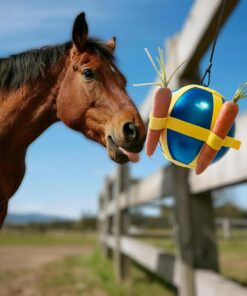 Horse Treat Ball - Blue and Green Carrot Enrichment Toy to Soothe and Play, Prevents Boredom Busters for Horse Puzzle Feeder -Jolly Ball (Blue)