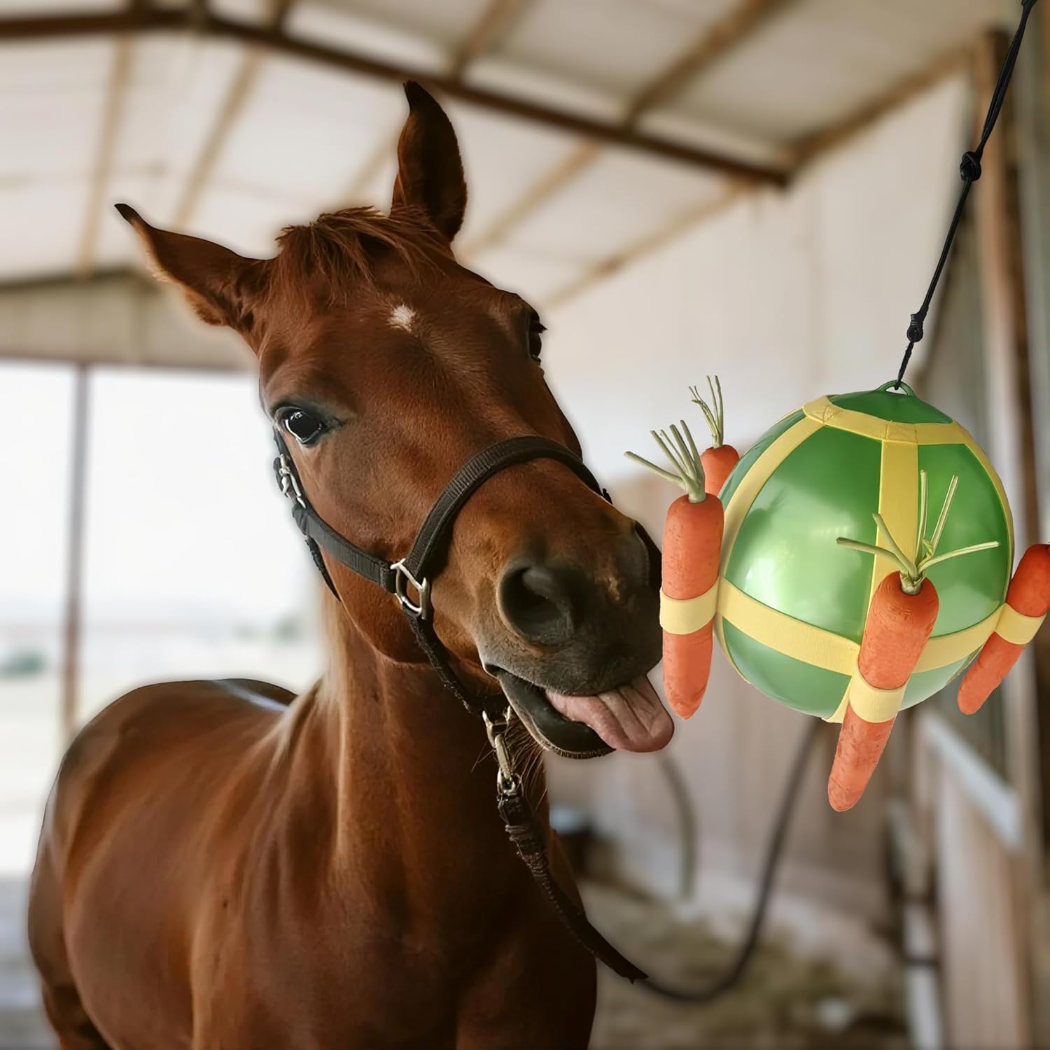 Horse Treat Ball - Blue and Green Carrot Enrichment Toy to Soothe and Play, Prevents Boredom Busters for Horse Puzzle Feeder -Jolly Ball (Blue)