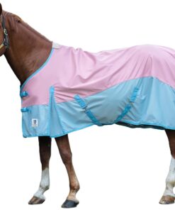 Horse Turnout Rain Sheet | 600 Denier Ripstop Turnout Blanket No Fill (0g) | Waterproof Lightweight Breathable | Tear-Resistant Outer & Rub-Free Silky Inner | Grey/Navy - 74 in