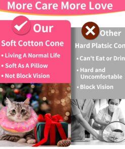 Hpetppy Cat Cone Collar Soft, Cat Recovery Collar for Wound Healing Cute Donut Adjustable Kitten Cones to Stop Licking Comfortable Lightweight Neck Elizabethan Collars for...