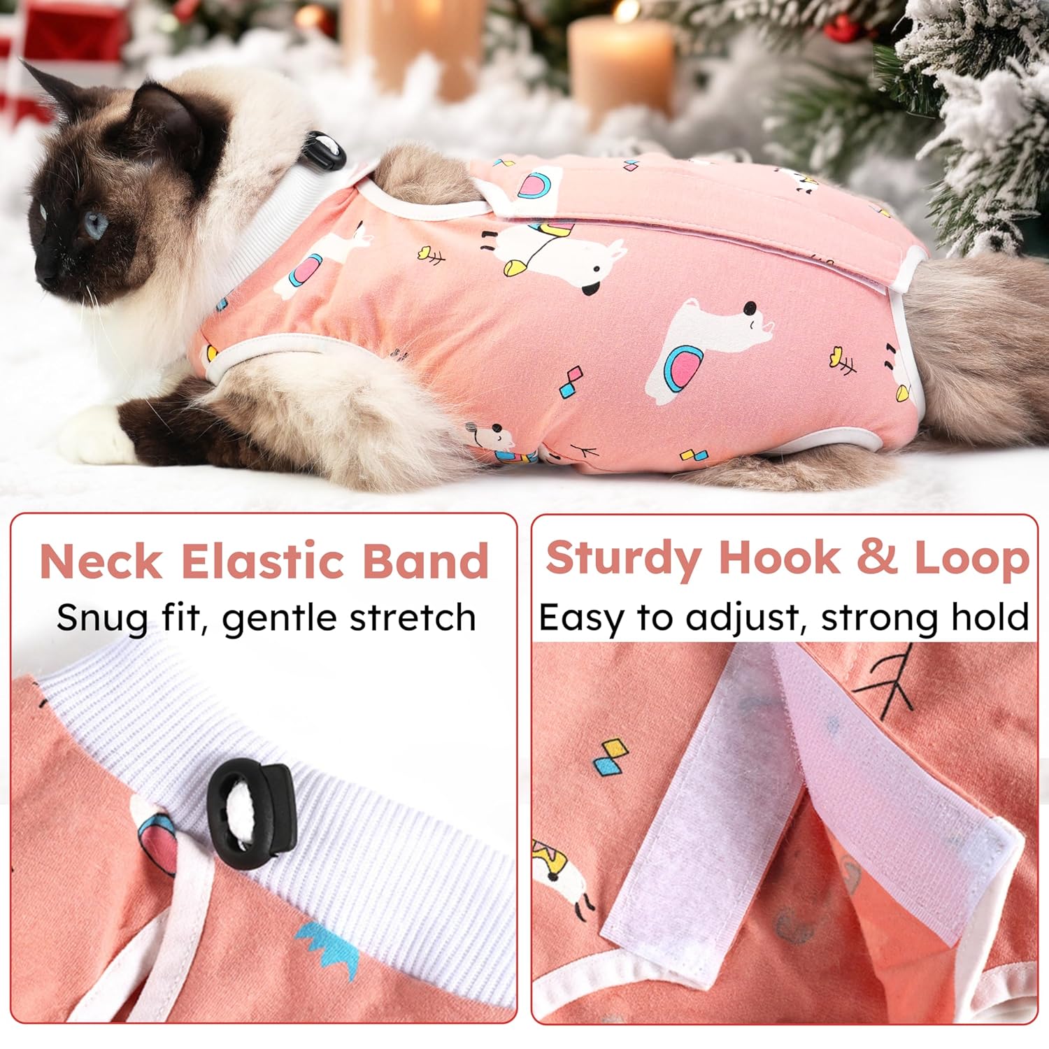 Hpetppy Cat Recovery Suit for Spay Abdominal Wounds, Breathable Cat Onesie for Cats After Surgery Female, Kitten Surgical Recovery Suit Female Cone of Shame Alternative for Cats...