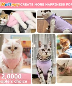 Hpetppy Cat Recovery Suit for Spay Abdominal Wounds, Kitten Onesie Bodysuit for Cats After Surgery, Cat Surgery Recovery Suit Female Cone of Shame Alternative for Cats Anti...