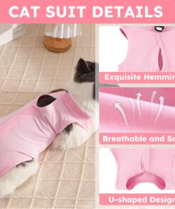 Hpetppy Cat Recovery Suit for Spay Abdominal Wounds, Kitten Onesie Bodysuit for Cats After Surgery, Cat Surgery Recovery Suit Female Cone of Shame Alternative for Cats Anti...
