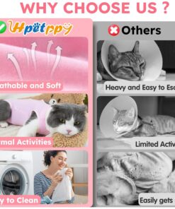 Hpetppy Cat Recovery Suit for Spay Abdominal Wounds, Kitten Onesie Bodysuit for Cats After Surgery, Cat Surgery Recovery Suit Female Cone of Shame Alternative for Cats Anti...
