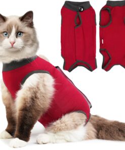 Hpetppy Cat Recovery Suit for Spay Abdominal Wounds, Kitten Onesie Bodysuit for Cats After Surgery, Cat Surgery Recovery Suit Female Cone of Shame Alternative for Cats Anti...