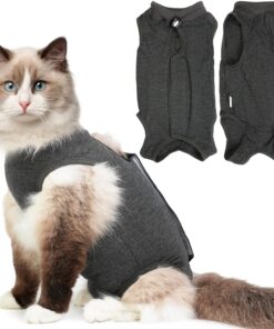 Hpetppy Cat Recovery Suit for Spay Abdominal Wounds, Kitten Onesie Bodysuit for Cats After Surgery, Cat Surgery Recovery Suit Female Cone of Shame Alternative for Cats Anti...