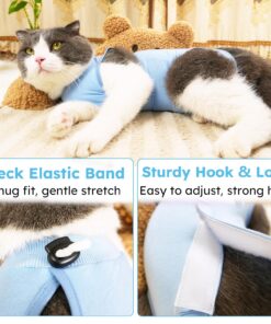 Hpetppy Cat Surgery Recovery Suit, Recovery Suit for Female Male Cats, Cat Onesie After Surgery Spay Neuter, Anti-Licking Kitten Surgical Clothes, Bodysuit for Abdominal Wounds...