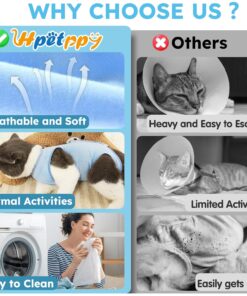 Hpetppy Cat Surgery Recovery Suit, Recovery Suit for Female Male Cats, Cat Onesie After Surgery Spay Neuter, Anti-Licking Kitten Surgical Clothes, Bodysuit for Abdominal Wounds...