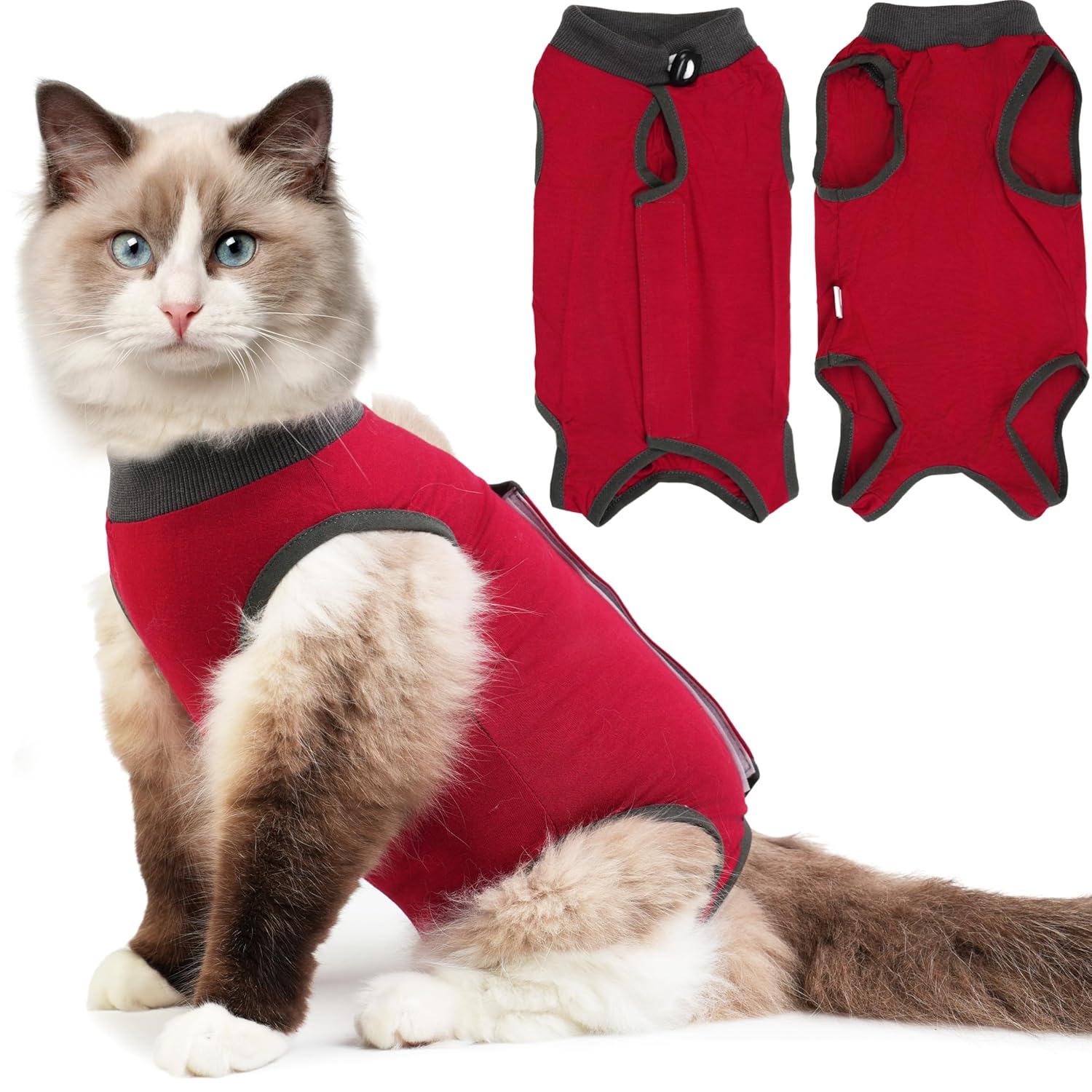 Hpetppy Cat Surgery Recovery Suit, Recovery Suit for Female Male Cats, Cat Onesie After Surgery Spay Neuter, Anti-Licking Kitten Surgical Clothes, Bodysuit for Abdominal Wounds...