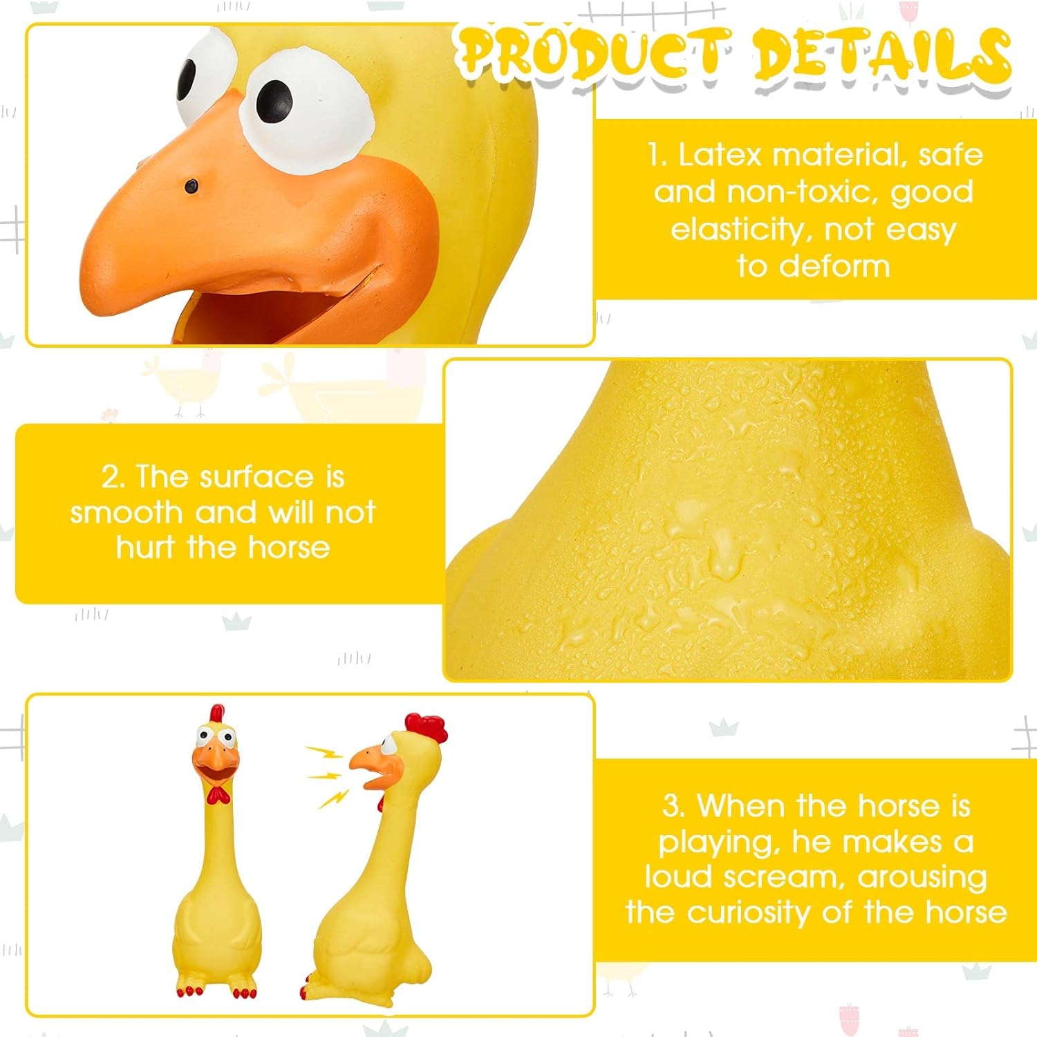 Hungdao 1 Pcs Horse Toys Latex Squeaky Squeeze Chicken Squeak Turkey Balls for Play Fake Screaming Chicken Toys for Horses Soccer Ball for Reduce Separation Anxiety Noise Maker...