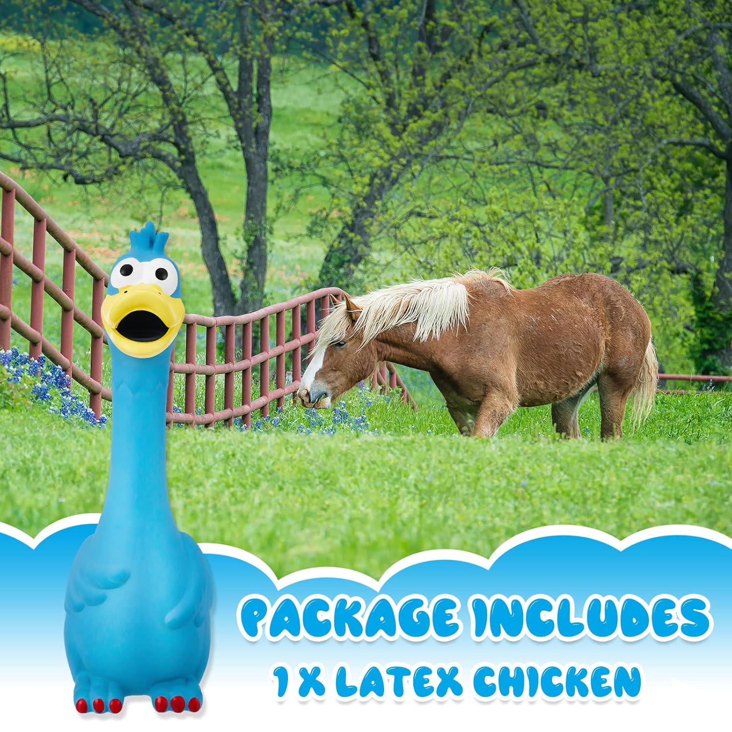 Hungdao 1 Pcs Horse Toys Latex Squeaky Squeeze Chicken Squeak Turkey Balls for Play Fake Screaming Chicken Toys for Horses Soccer Ball for Reduce Separation Anxiety Noise Maker...