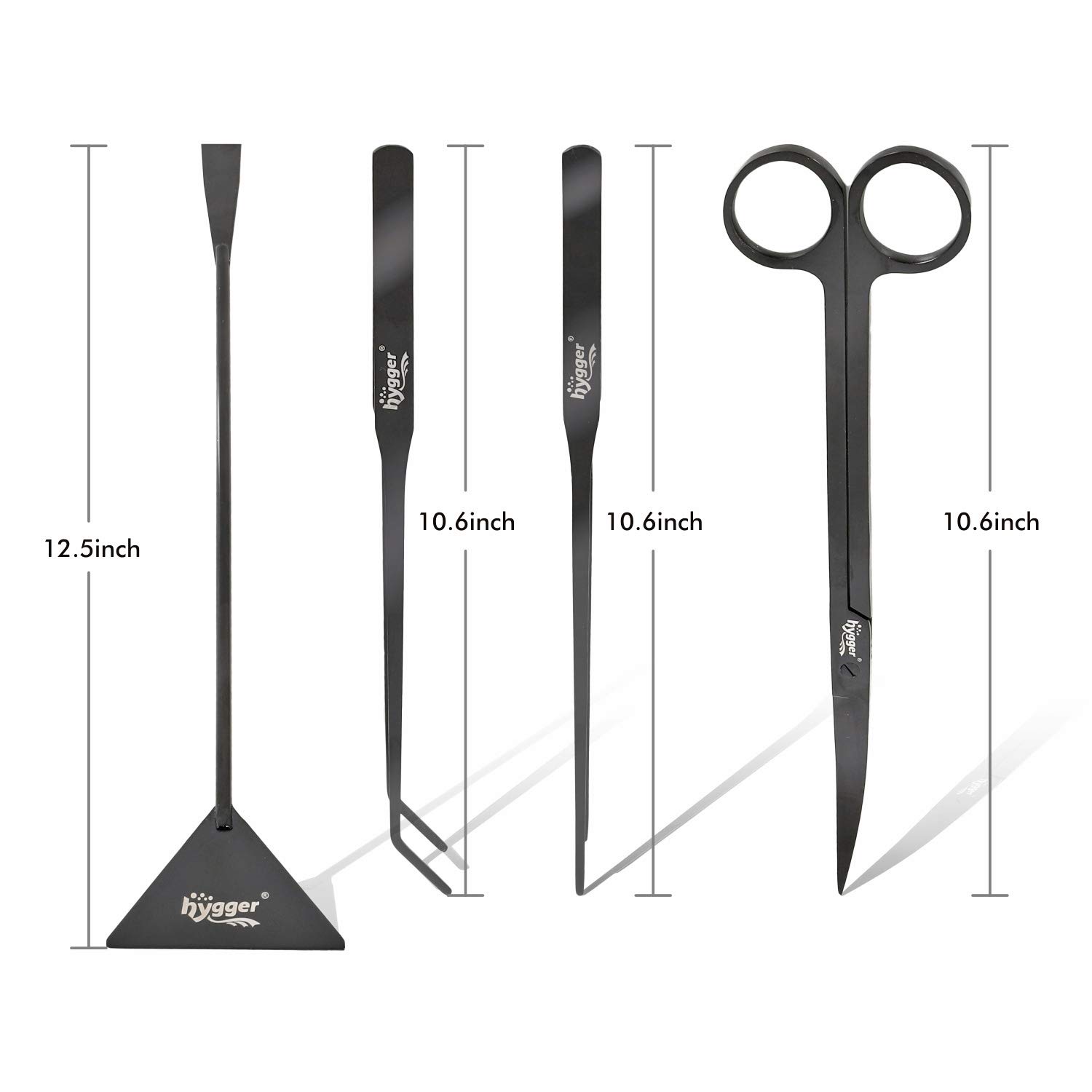 hygger Long Stainless Steel Premium Aquarium Tools, 4 PCS Aquatic Plant Tweezers Scissors Spatula Kits Comes with 1 Cleaning Cloth, for Fish Tank Starters