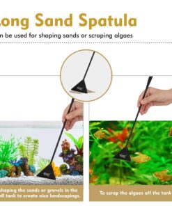 hygger Long Stainless Steel Premium Aquarium Tools, 4 PCS Aquatic Plant Tweezers Scissors Spatula Kits Comes with 1 Cleaning Cloth, for Fish Tank Starters
