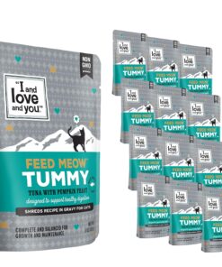 I AND LOVE AND YOU Feed Meow Indoor Wet Cat Food - Mackerel - Packed with Protein and Fiber, Grain Free, Shredded, 3oz Pack of 12