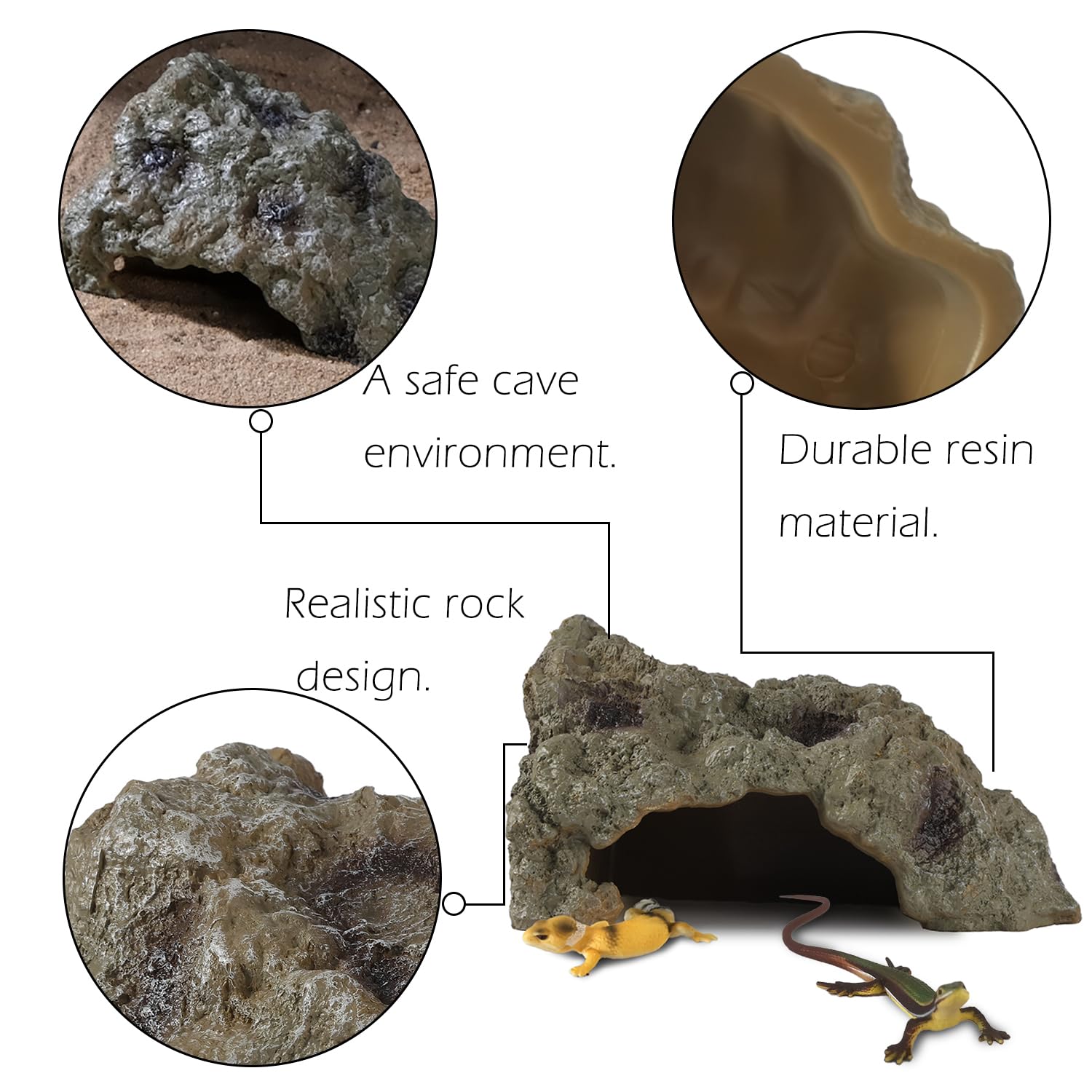 IBWell Resin Leopard Gecko Hide, True to Nature Reptile Rock for Bearded Dragon Hideout Snake Hides for Ball Pythons, Tortoise House Terrarium DÉCor - Small