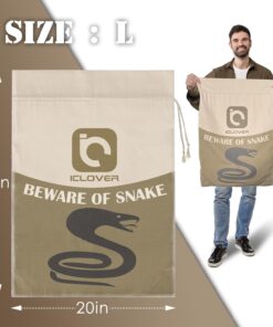 IC ICLOVER Snake Reptile Bag with Drawstring, 20 x 28 Inch Heavy Duty Large Snake Hunting Sack Pouch with Sewn Bottom Corners for Moving Transporting Capturing Hunting Catching...