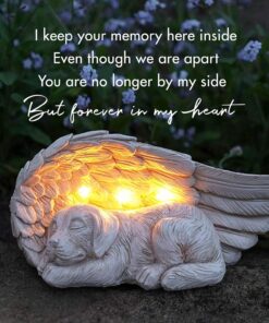 iHeartDogs Dog Memorial Gifts - Forever My Guardian Angel Garden Solar Light - Pet Memorial Stone