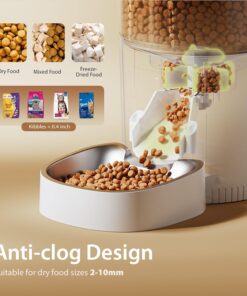 IMIPAW Automatic Cat Feeder, 3L Timed Pet Dry Food Dispenser with Clog-Free Design, Auto Feeder for Cats, 1-6 Meals Per Day, Desiccant Bags, with Stainless Steel