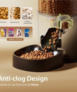IMIPAW Automatic Cat Feeders, 3L Timed Cat Dry Food Dispenser, Dual Power Supply, Programmable Portion Size, 1-6 Meals Per Day, Auto Pet Feeder for Cats and Small Dogs, with...
