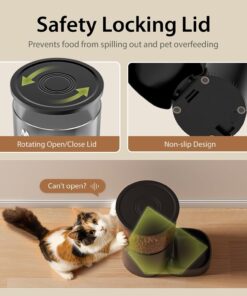 IMIPAW Automatic Cat Feeders, 3L Timed Cat Dry Food Dispenser, Dual Power Supply, Programmable Portion Size, 1-6 Meals Per Day, Auto Pet Feeder for Cats and Small Dogs, with...