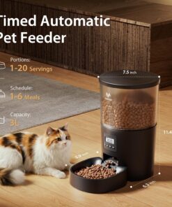 IMIPAW Automatic Cat Feeders, 3L Timed Cat Dry Food Dispenser, Dual Power Supply, Programmable Portion Size, 1-6 Meals Per Day, Auto Pet Feeder for Cats and Small Dogs, with...