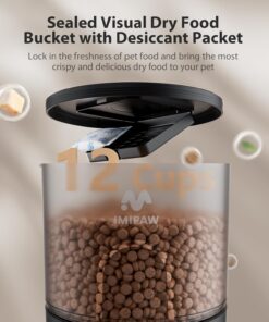 IMIPAW Automatic Cat Feeders, 3L Timed Cat Dry Food Dispenser, Dual Power Supply, Programmable Portion Size, 1-6 Meals Per Day, Auto Pet Feeder for Cats and Small Dogs, with...