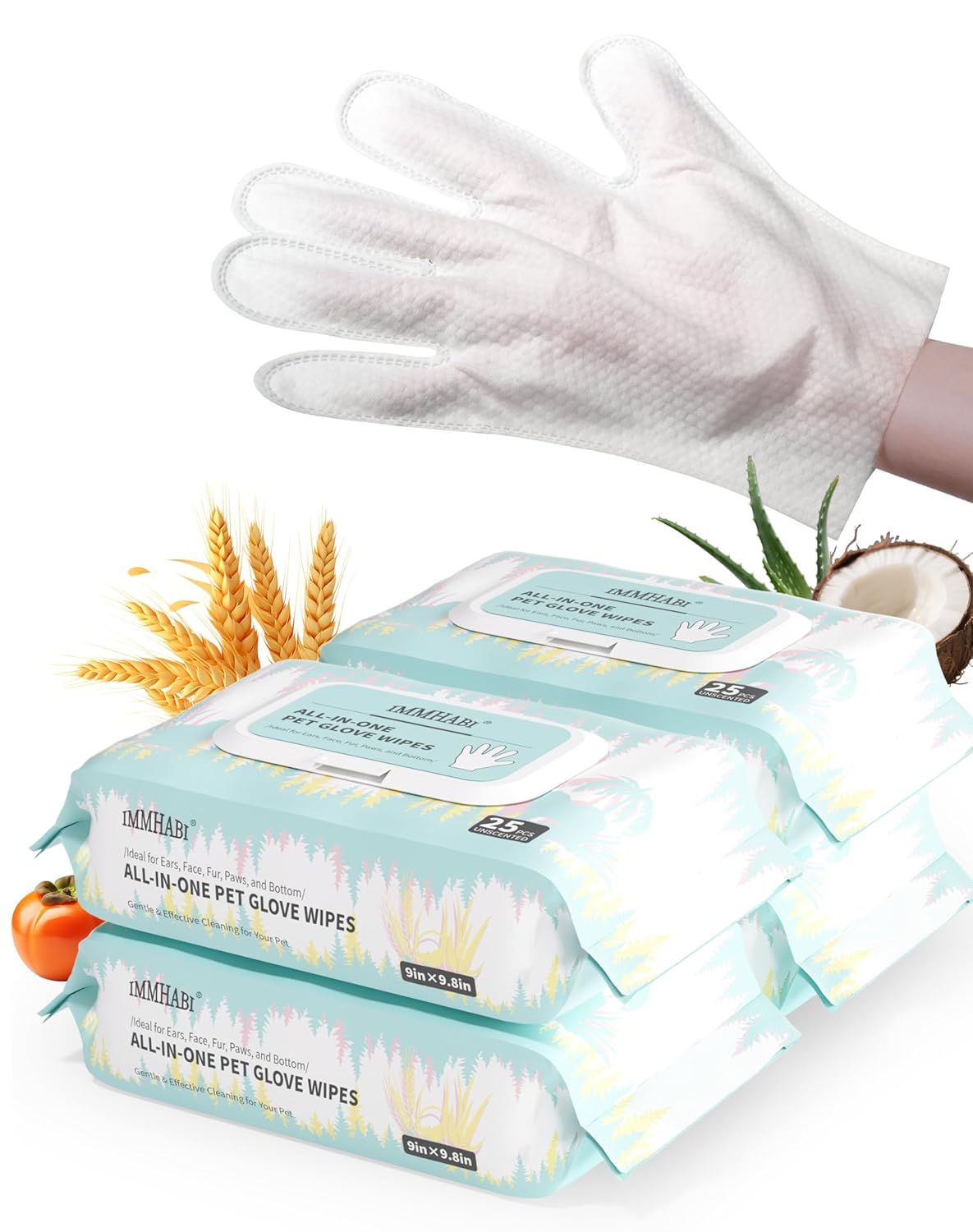IMMHABI 400 Unscented Pet Wipes for Paws and Butt Plant Based Hypoallergenic Pets Cleansing & Deodorizing Anal Gland Hygienic Puppy Wipes for Dogs