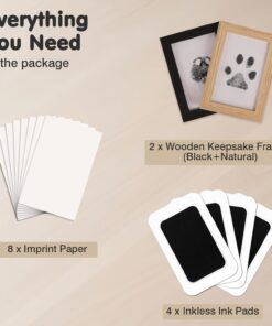 Inkless Paw Print Kit for Dogs,Cats & Babies - Clean Touch Dog Nose & Baby Handprint Kit,Mess Free Dog Paw Print Kit,4-Pcs Ink Pads & 2 Wooden Frames - Keepsake Gifts for Pet...