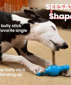 Interactive Bully Stick Holder for Dogs, Prevent Chocking Safety Device, Long Enough Screw to Lock, Seesaw Shape(Small)