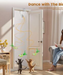 Interactive Cat Toys for Indoor Cats: Automatic Flying Bird Feather Wand Chase Exercise Enrichment Stimulation, USB Rechargeable Durable Safe Hanging Toy for Bored Kittens Adult...