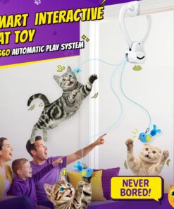 Interactive Cat Toys for Indoor Cats: Automatic Flying Bird Feather Wand Chase Exercise Enrichment Stimulation, USB Rechargeable Durable Safe Hanging Toy for Bored Kittens Adult...