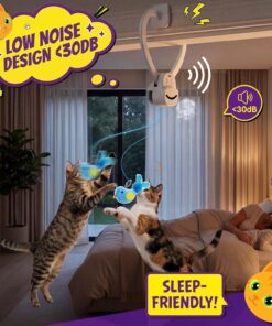 Interactive Cat Toys for Indoor Cats: Automatic Flying Bird Feather Wand Chase Exercise Enrichment Stimulation, USB Rechargeable Durable Safe Hanging Toy for Bored Kittens Adult...