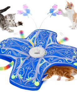 Interactive Cat Toys for Indoor Cats,[Newly Upgraded] Rechargeable Touch Activated Hide and Seek Kitten Toys for Bored Indoor Adult Cats with Fluttering (Green)