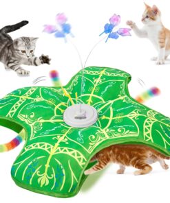 Interactive Cat Toys for Indoor Cats,[Newly Upgraded] Rechargeable Touch Activated Hide and Seek Kitten Toys for Bored Indoor Adult Cats with Fluttering (Blue)