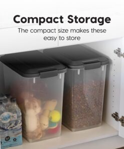 IRIS USA Dog Food Storage Container, 2 Pack, Up to 30 lbs Each, Airtight Seal for Freshness, Wheels for Rolling, Easy One Hand Opening, Made in USA, BPA Free, Clear/Black