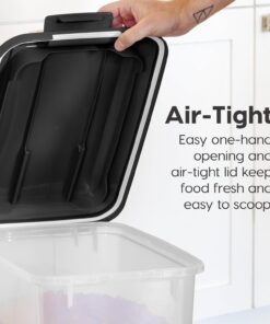 IRIS USA Dog Food Storage Container, 2 Pack, Up to 30 lbs Each, Airtight Seal for Freshness, Wheels for Rolling, Easy One Hand Opening, Made in USA, BPA Free, Clear/Black