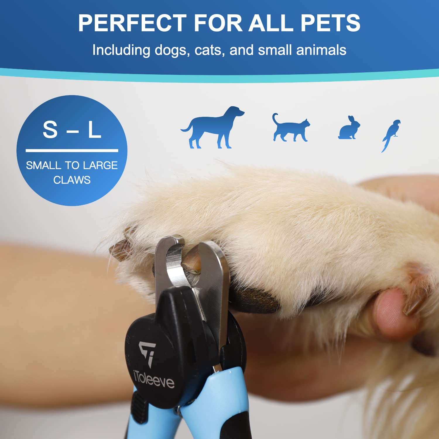 iToleeve LED Dog Nail Clipper with Light, Illuminates Nails or Bloodline for Safe and Easy Trimmers, Extra Sharp for Thick Nails, Quick Sensor, Avoid Over Cutting Toenail, for...