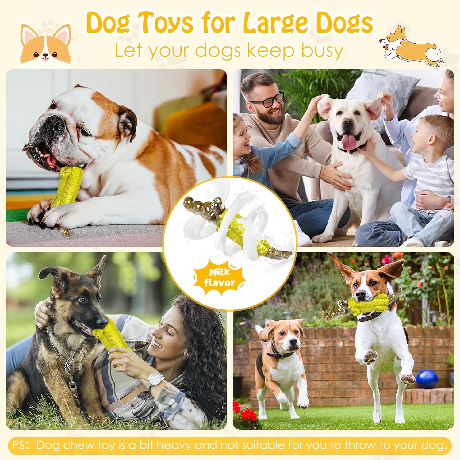 Jeefome Indestructible Dog Chew Toys for Aggressive Chewers - Boredom and Stimulating Dog Toys for Small/Medium/Large Breed for Teeth Cleaning and Training