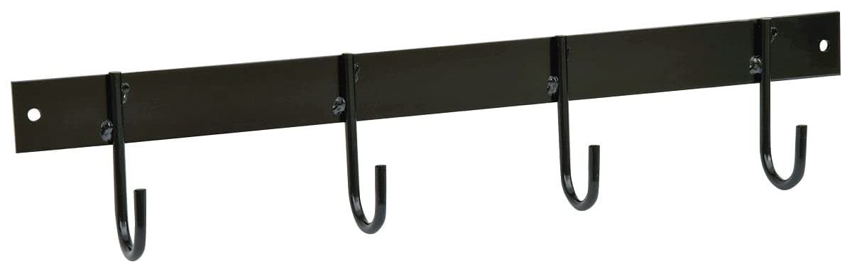 Jeffers Wall Mount 4 Hook Horse Tack Rack - Barrel Racer - Black Metal Organizer for Bridles, Halters, Reins, Lead Ropes, Barn, Stable, Garage, Farmhouse Wall Decor, Western...
