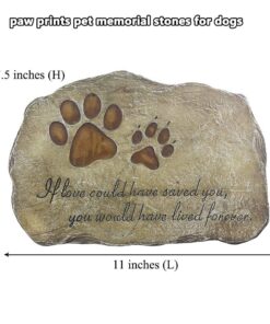 jinhuoba Paw Prints Dog Pet Memorial Stones, Pet Garden Stone Grave Marker for Dog or Cat, Hand-Painted Pet Memorial Gift Loss Gifts Sympathy Gifts for Dogs or Cats Indoor or...
