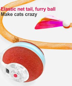 Jkanti Interactive Cat Toys for Indoor Cats,The 3rd Generation Agile Moving Cat Ball with Elastic Mesh Tail,Automatic Kitten Toys for Bored Indoor Cats,Motion Activated (Orange)