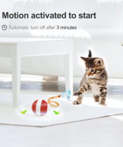 Jkanti Interactive Cat Toys for Indoor Cats,The 3rd Generation Agile Moving Cat Ball with Elastic Mesh Tail,Automatic Kitten Toys for Bored Indoor Cats,Motion Activated (Orange)