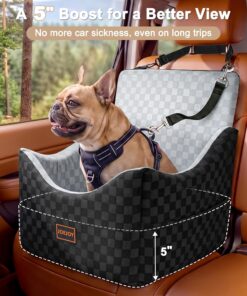 JOEJOY Elevated Dog Car Seat for Small/Medium Dogs up to 35 lbs, Memory Foam Booster Seat with Detachable Washable Cover, Travel-Safe Car Bed with Safety Belts & Storage...