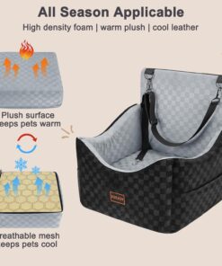 JOEJOY Elevated Dog Car Seat for Small/Medium Dogs up to 35 lbs, Memory Foam Booster Seat with Detachable Washable Cover, Travel-Safe Car Bed with Safety Belts & Storage...