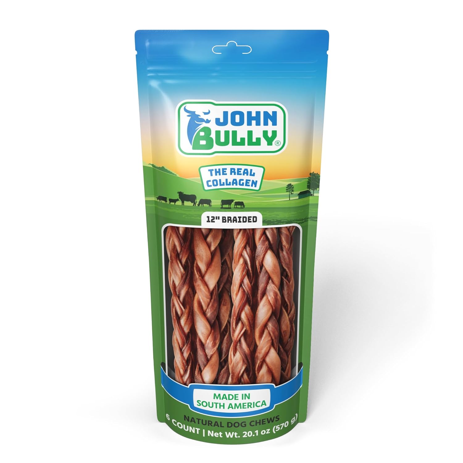 john bully Collagen Stick 12" 5PK, The Best Option for Your Dog, 100% Natural, Rich in Protein, Highly Digestible, Gluten Free,Premium Grade Quality,Odor Free The Real Collagen