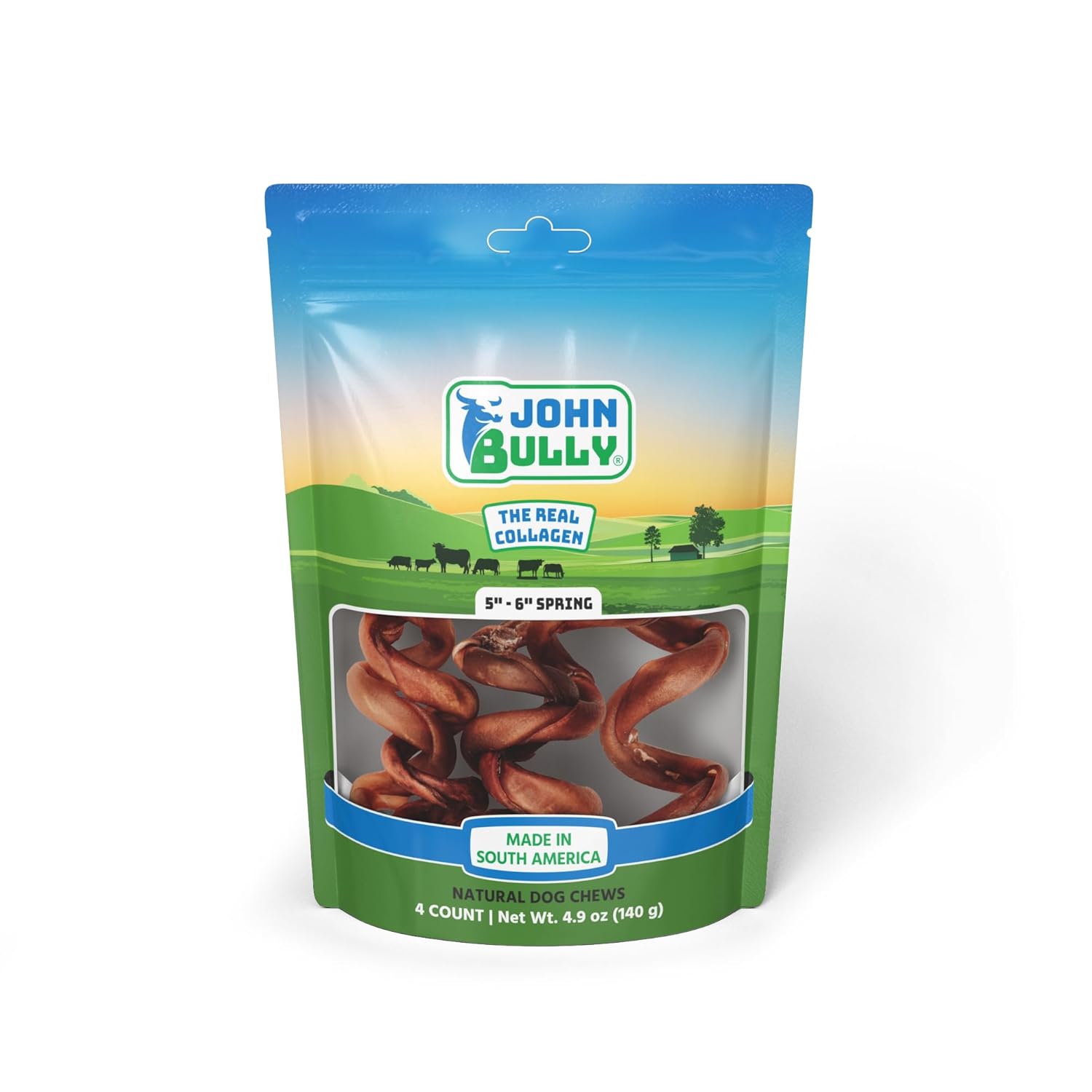 john bully Collagen Stick 12" 5PK, The Best Option for Your Dog, 100% Natural, Rich in Protein, Highly Digestible, Gluten Free,Premium Grade Quality,Odor Free The Real Collagen
