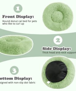 JOLLYVOGUE Dog & Cat Bed, Calming Anti-Anxiety Pet Bed for Small Dogs, Fluffy Donut Cushion for Small and Medium Pets (20